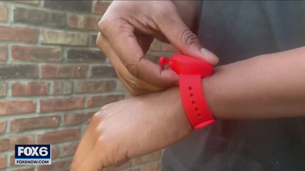 Hand sanitizer wristband keeps safety front of mind